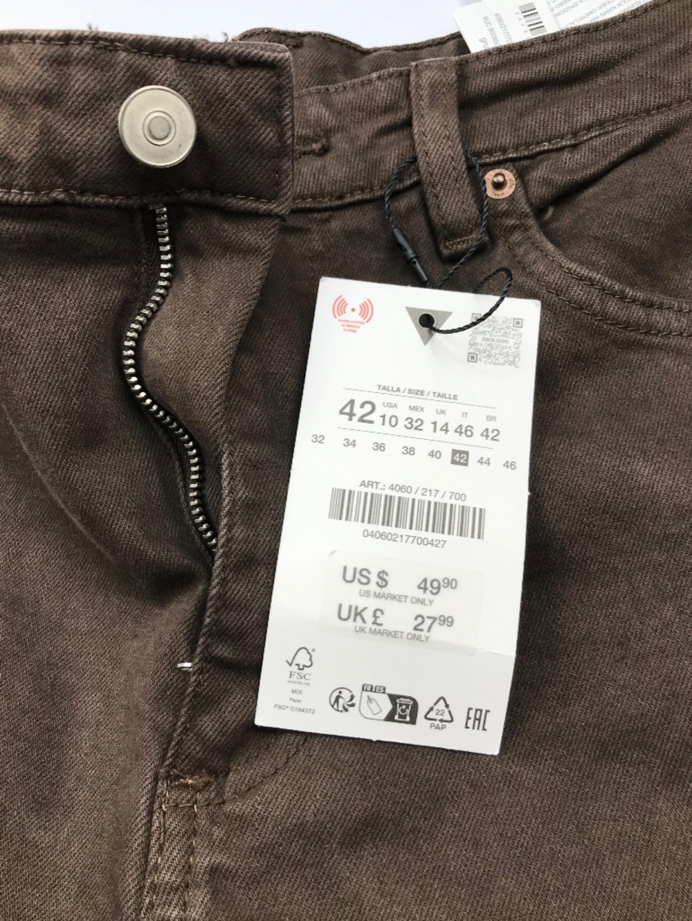 Zara Brown High Rise Crop Flare Jeans NWT Size 10 - Picture 10 of 11